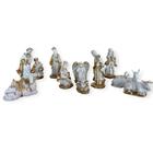 Presépio Natalino Presépio de Natal Branco e Dourado 12 peças em resina decoração 12cm