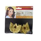 Presilhas De Cabelo Acessório Com Flor Dourada 6Cm -Kit 2Un