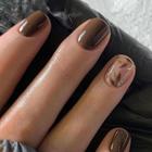 Pressione as unhas Diowino Coffee-Brown Square com folha dourada