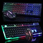 (Preto) Teclado de jogos de computador colorido e chave mouse set USB LED Iluminação USB Adaptador USB - SANLIN BEANS