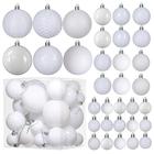 Prextex Enfeites de bola de Natal para decorações de Natal (branco) 36 pcs Árvore de Natal Shatterproof Ornamentos com laço suspenso para férias, grinalda e decorações de festa (Combo de 6 estilos em 3 tamanhos)