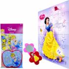 Princesas Disney 100 Mini Adesivos + Porta Adesivos + Espelho + Quebra Cabeça Branca de Neve