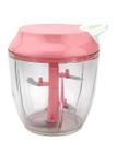 Processador Alimentos Manual Alho 5 Lâminas 900Ml Rosa