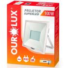 Projetor Led Slim 100w Bivolt Branco 6500k IP 65 (àreas externas) Ourolux