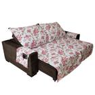 Protetor capa de para sofá estampada king reclinável 1,80m x 2,40m com porta objetos