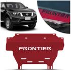 Protetor Carter Peito Aço Nissan Frontier Cabine Dupla 2017 a 2021 Chapa de Aço Vermelho com Grafia