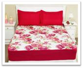 Protetor colchão estampado impermeavel matelado casal queen - floral vermelho