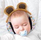 Protetor de ouvido do bebê Muffs por 3 meses a 2+ anos de proteção auditiva de redução de ruído para crianças e crianças com orelha de urso. (Marrom)
