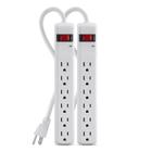 Protetor de sobretensão Power Strip Belkin, 6 tomadas AC, cabo de 60 cm, pacote com 2