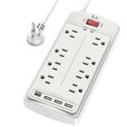 Protetor de sobretensão Power Strip Tcstei 8 tomadas 4 portas USB cinza