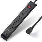 Protetor de sobretensão Power Strip Tiffcofio 6 tomadas 2 USB de 10 pés