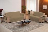 Protetor de Sofá Matelado 3 e 2 Lugares Com Bolso Lateral e Porta Objetos