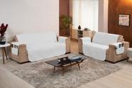 Protetor de Sofá Matelado 3 e 2 Lugares Com Bolso Lateral e Porta Objetos
