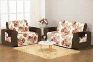 Protetor sofa estampado 2 e 3 lugares - floral tabaco - Enxovais Aquarela LTDA