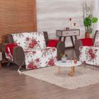 Protetor Sofa Estampado para 2 e 3 Lugares Rosas Vermelho/Marrom