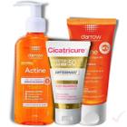 Protetor Solar Facial Cicatricure Kit Actine Sabonete Rosto