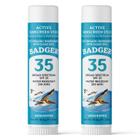 Protetor solar Stick Badger Face SPF 35 19 mL 97% orgânico, pacote com 2