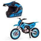 Protork Pro Rider Cross com Moto e Mini Capacete Azul - Usual Brinq