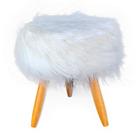 Puf Puff Redondo Para Sala Pelo Alto Branco - Alpha Decor