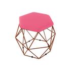 Puff Aramado Onix Hexagonal Base Bronze material sintético Rosa Pink