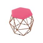 Puff Aramado Onix Hexagonal Base Bronze Rosa Pink - Maitê Moda Casa