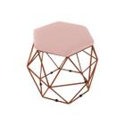 Puff Aramado Onix Hexagonal Base Bronze Veludo Rose - Maitê Moda Casa