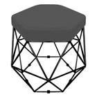 Puff Banco Decorativo Aramado Hexagonal Base Eiffel Preta Suede Cinza - Desk Design