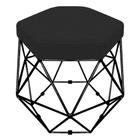 Puff Banco Decorativo Aramado Hexagonal Base Eiffel Preta Suede Preto - Desk Design