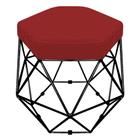 Puff Banco Decorativo Aramado Hexagonal Base Eiffel Preta Suede Vermelho - Abmaza