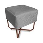 Puff Banqueta Bela Linho Cinza Base Metal Cobre - Vallisa Decor