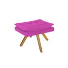 Puff Banqueta Decorativa Fenzzi Base Giratória de Madeira Suede Pink - DAMAFFÊ MÓVEIS