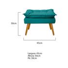 Puff Banqueta Decorativa Zatti Palito Mel Sala de Estar Recepção Quarto Suede Azul Turquesa - KDAcanto Móveis