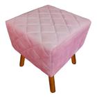 Puff Banqueta Decorativo Estofado Para Salão de Beleza Isabella Suede Rosa - LM DECOR