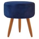 Puff Banqueta Decorativo Redondo Para Sala de Estar Suede Azul Marinho - Maitê Moda Casa