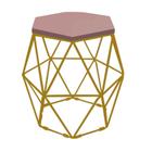 Puff Banqueta Luna Decorativo Sala Quarto Ferro Dourado Assento MDF Rosa - Ahazzo Móveis