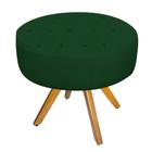 Puff Banqueta Nanda Base Giratória de Madeira Sala Recepção Decor Suede Verde - DAMAFFÊ MÓVEIS