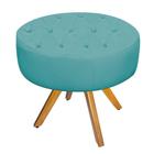 Puff Banqueta Nanda Base Giratória de Madeira Suede Azul Turquesa - DAMAFFÊ MÓVEIS - DAMAFFE MÓVEIS