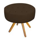 Puff Banqueta Nanda Base Giratória de Madeira Suede Marrom - DAMAFFÊ MÓVEIS