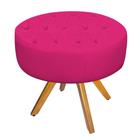 Puff Banqueta Nanda Base Giratória de Madeira Suede Pink - DAMAFFÊ MÓVEIS - DAMAFFE MÓVEIS