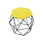 Puff Banqueta Onix Aramado Hexagonal Para Sala Quarto Suede Base Preto - Maite Moda Casa