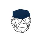 Puff Banqueta Onix Aramado Hexagonal Para Sala Quarto Suede Base Preto