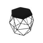 Puff Banqueta Onix Aramado Hexagonal Para Sala Quarto Suede Base Preto - Maite Moda Casa