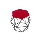 Puff Banqueta Onix Aramado Hexagonal Para Sala Quarto Suede Base Preto - Maite Moda Casa