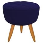 Puff Banqueta Redondo Maitê Matelassê Suede Azul Marinho Decoração para Sala