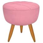 Puff Banqueta Redondo Maitê Matelassê Suede Rosa Decoração para Sala - JBF Poltronas