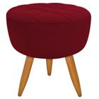 Puff Banqueta Redondo Maitê Matelassê Suede Vermelho Marsala Decoração para Sala