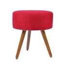 Puff Banqueta Redondo Suede Vermelho