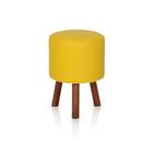 Puff Banqueta Round Nobre 3 Pés Madeira Amarelo - Stay Puff