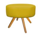 Puff Banqueta Sofia Base Giratória de Madeira Suede Amarelo - DAMAFFÊ MÓVEIS - DAMAFFE MÓVEIS