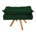 Puff Banqueta Zatti Base Giratória de Madeira Suede Verde - DAMAFFÊ MÓVEIS